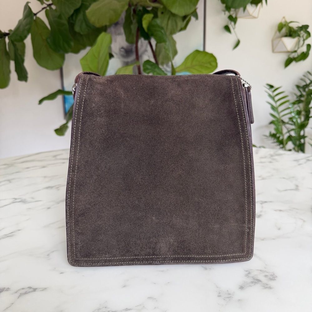 COACH Vintage Monterrey Flap Suede Crossbody Bag Loden Olive Green 6148 90's Y2K - Picture 2 of 16